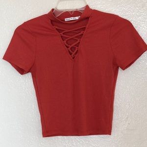 Orange Red Crop Top